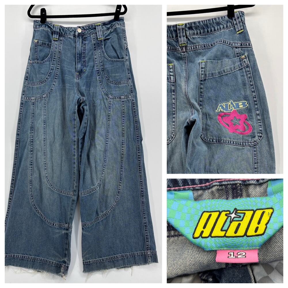 ALAB Y2K Wide Leg Jeans Women’s Size 12 32x32 Analog Star Deep Pockets Baggy